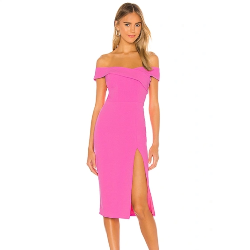 NBD Revolve Stacey Fuchsia Off the Shoulder Midi
Dress. Never worn, NWT small
